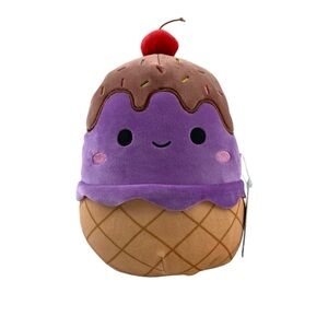 Squishmallow 10” Plush Scented Ice Cream Cone Toy with Chocolate Cherry Topping‎
